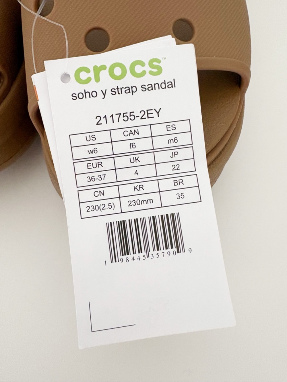 Crocs Soho Y-Strap Sandals Women’s Size 6 Sepia New - Picture 11 of 13